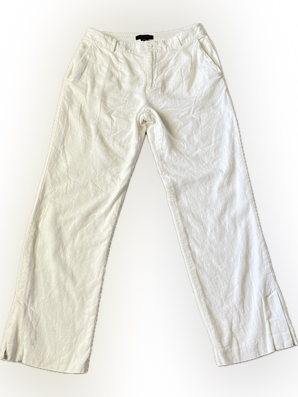 Sanctuary womens White linen Straight-Leg Chinos pants with pockets